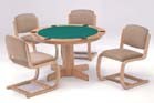 D126-1102120Natural Oak wood finish with Sunburst veneer pattern.  Coverings: Standard & Premium Fabrics or Vinyls.  Game Table Surface: Green felt.  Comes with cup holders and poker chip trays.