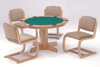 D126-1102120Natural Oak wood finish with Sunburst veneer pattern.  Coverings: Standard & Premium Fabrics or Vinyls.  Game Table Surface: Green felt.  Comes with cup holders and poker chip trays.