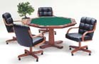 D126-1112033Mission Oak wood finish with Sunburst  veneer pattern and cover.Coverings: Standard, Premiun & Double Premium Fabrics, Vinyls or Leather.  Game Table Surface: Green felt.  Comes with cup 