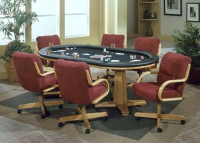 D126-1112154Natural Oak wood finish. Coverings: Standard, Premium & Double Premium Fabrics, Vinyls or Leather. Game Table Surface: Black felt only. Table top reverses to a beautiful Oak veneer dining