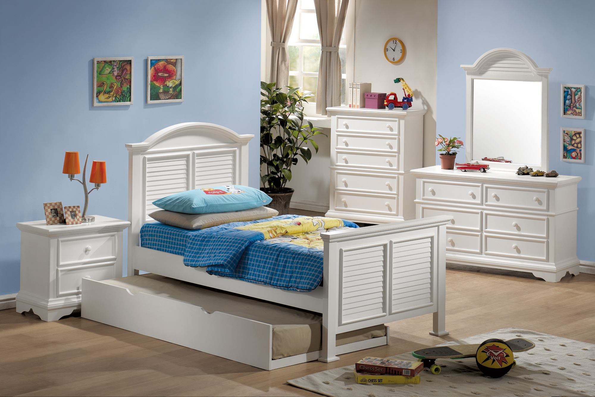 Coaster Furniture Merlin Collection White Bedroom Set(Twin Bed, Night Stand, Dresser)