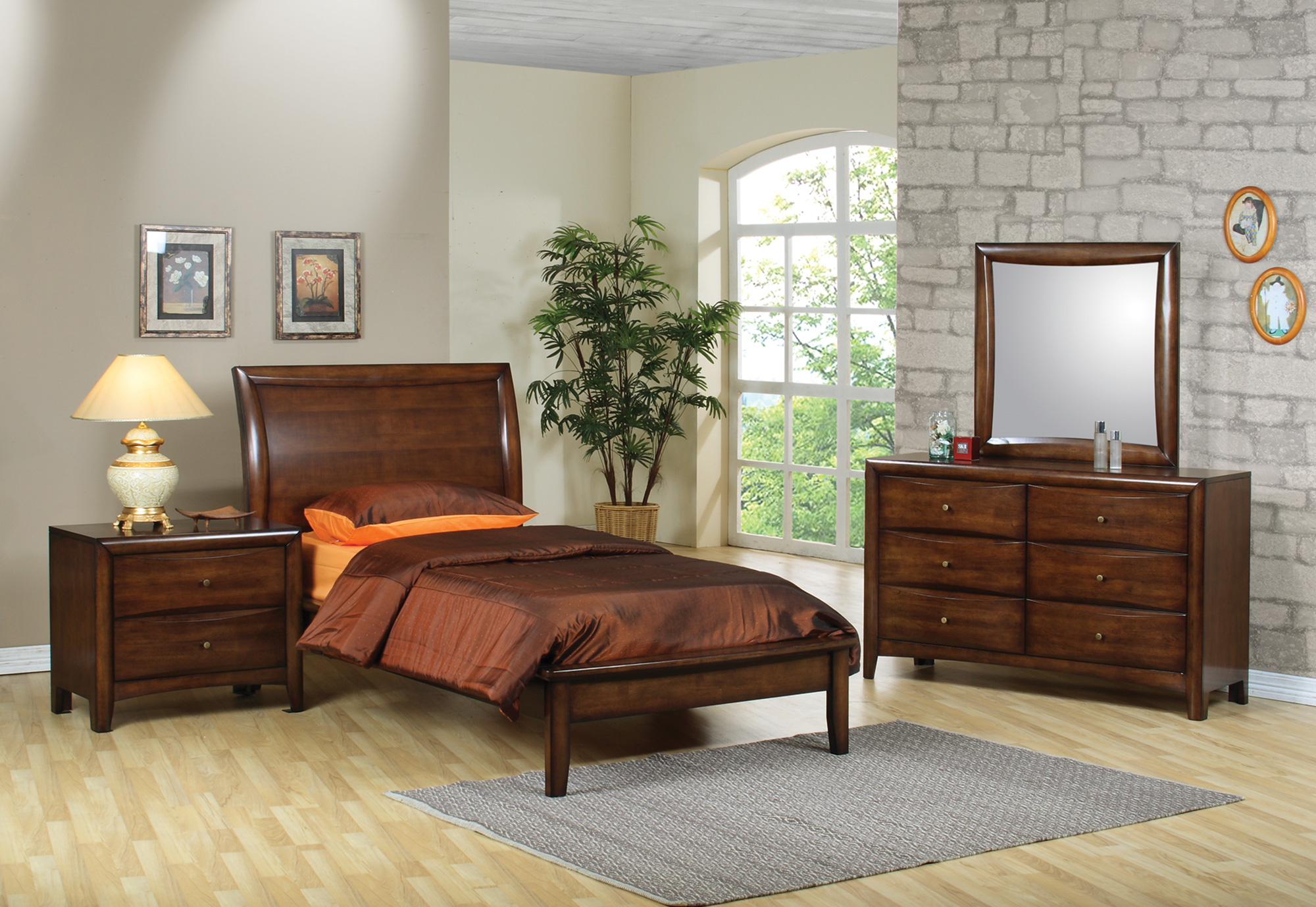 Coaster Furniture Scottsdale Collection Walnut Bedroom Set(Twin Bed, Night Stand, Dresser)