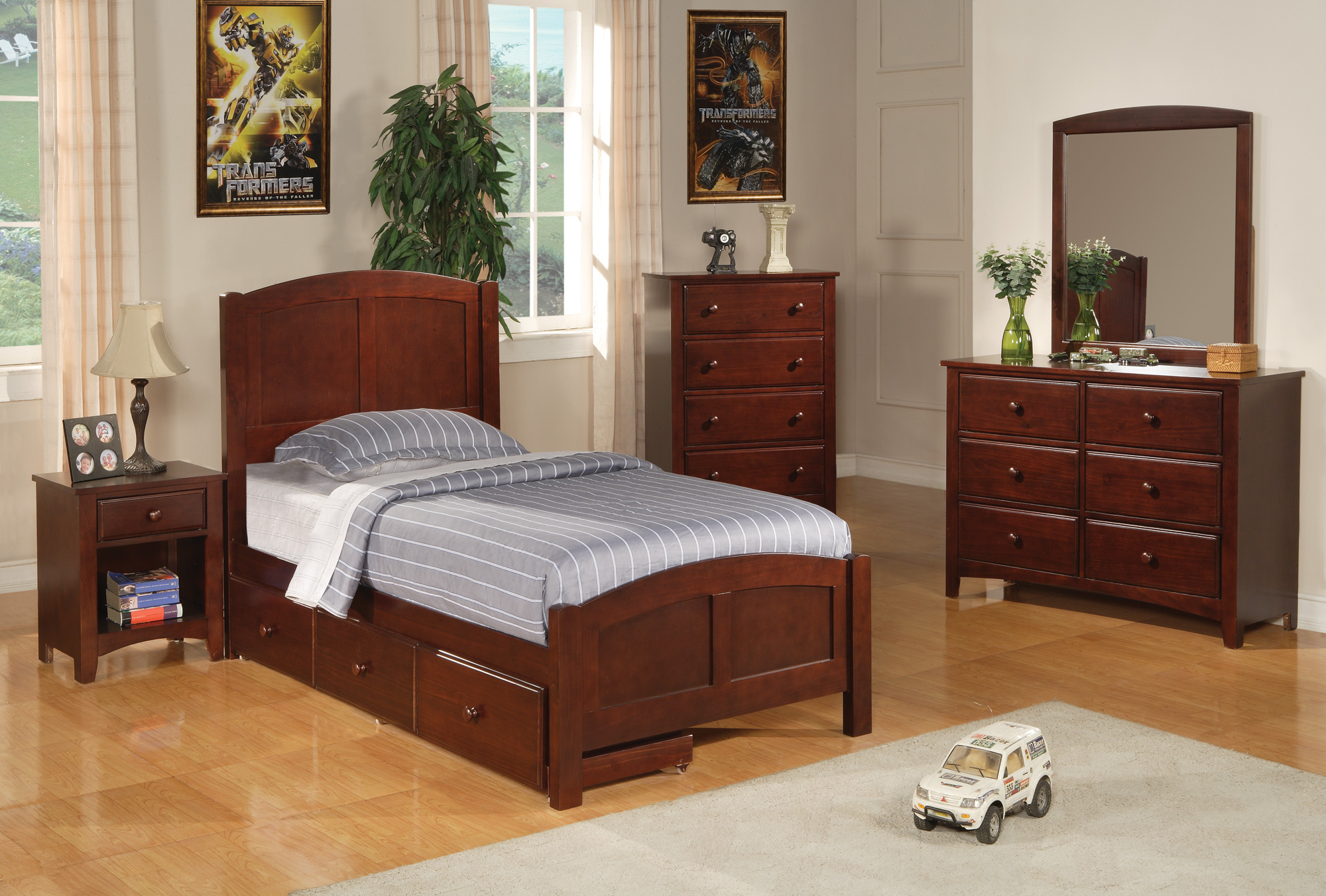 Coaster Furniture Parker Collection Cappuccino Bedroom Set(Twin Bed, Night Stand, Dresser)