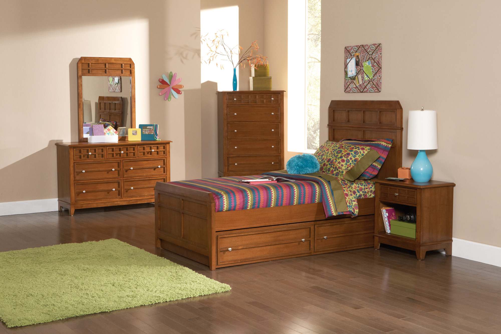 Coaster Furniture Aiden Collection Warm Brown Bedroom Set(Twin Bed, Night Stand, Dresser)