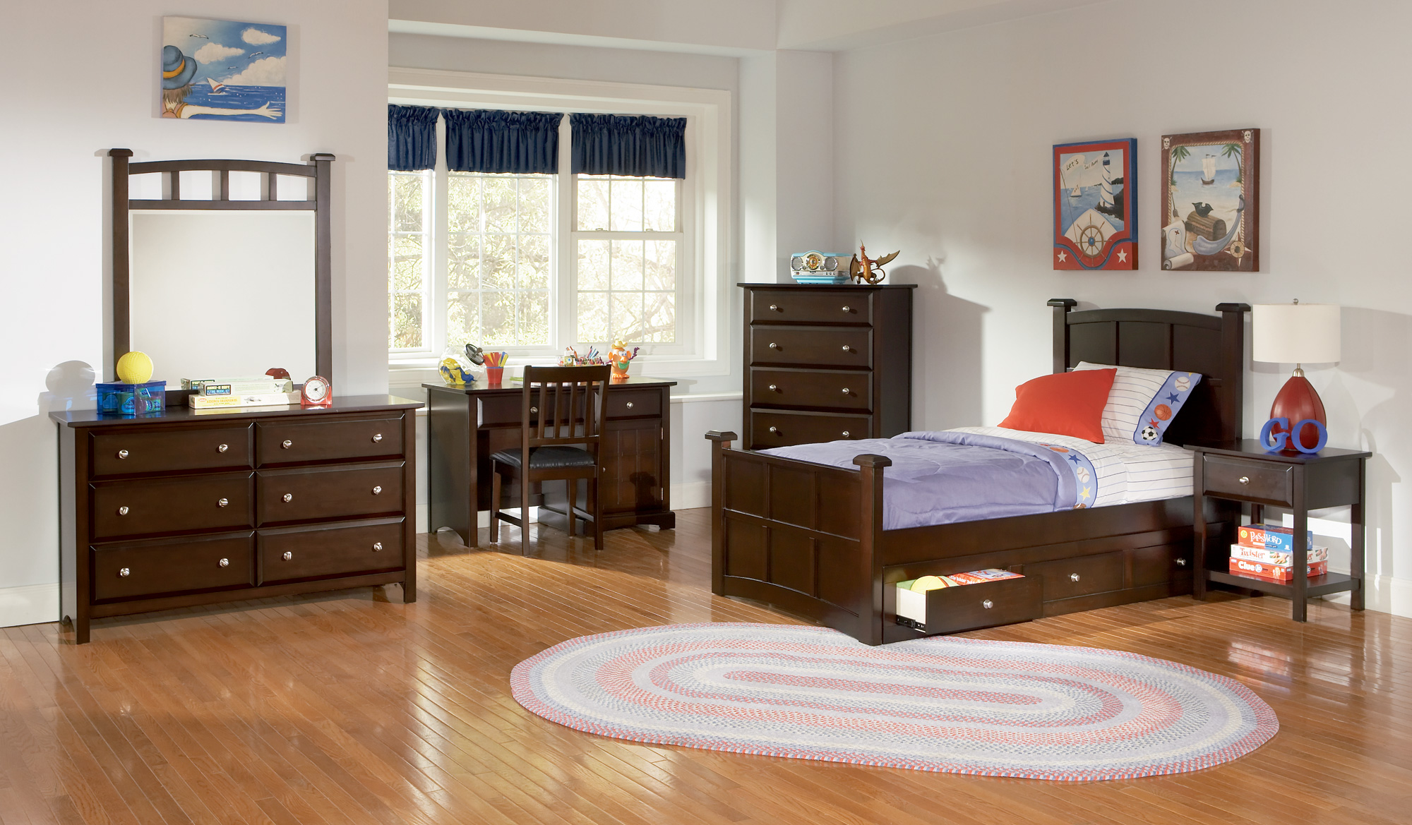 Coaster Furniture Jasper Collection Cappuccino Bedroom Set(Twin Bed, Night Stand, Dresser)