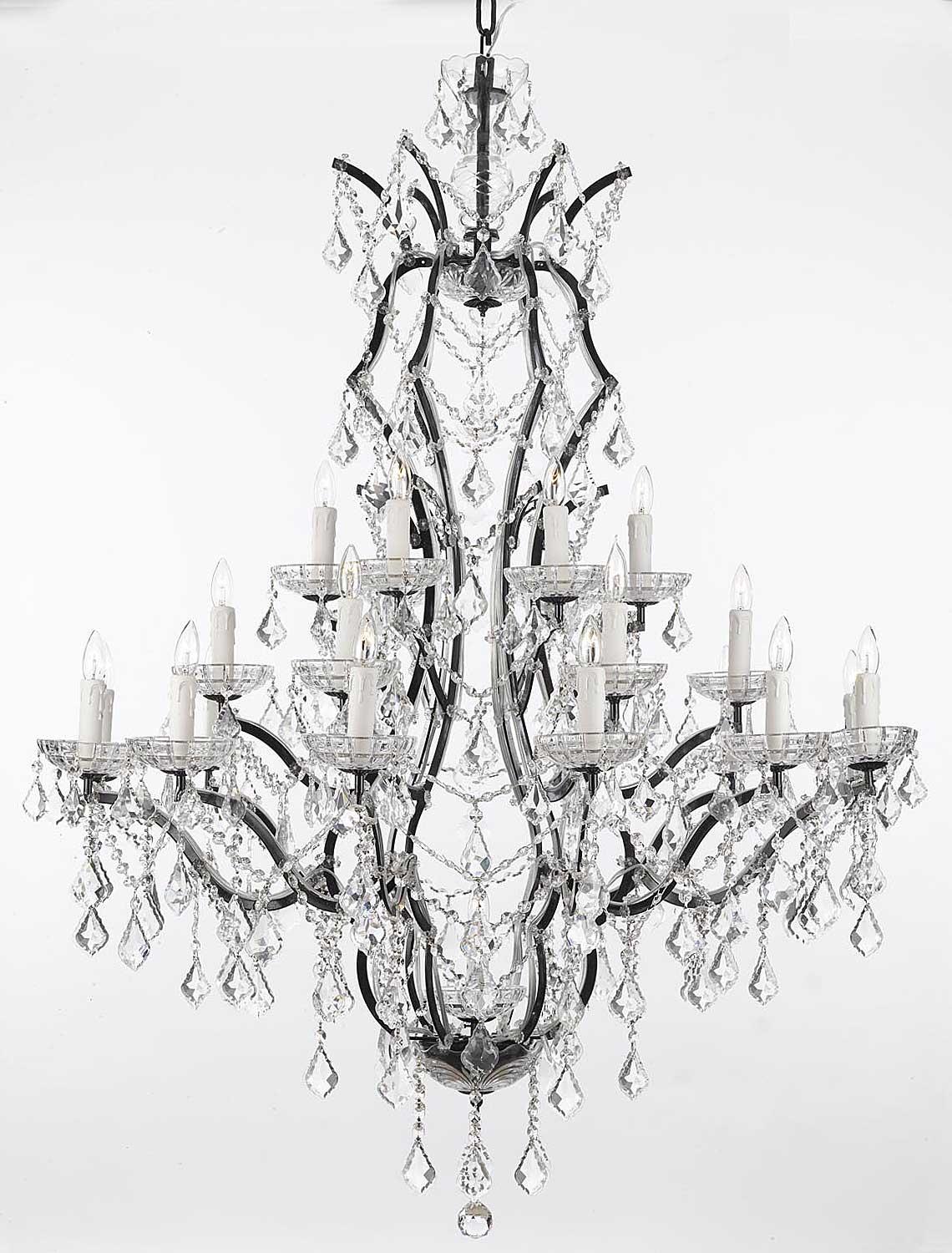 19th C. Rococo Iron & Crystal Chandelier Lighting H 52" x W 41"