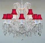 A83-REDSHADES/WHITE/3034/8+4  Wrought Iron CHANDELIER Chandeliers, Crystal Chandelier, Crystal Chandeliers, Lighting