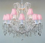A83-PINKSHADES/WHITE/3034/8+4   Wrought Iron CHANDELIER Chandeliers, Crystal Chandelier, Crystal Chandeliers, Lighting