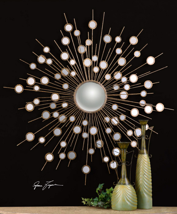 C111-12619-P By Uttermost Raindrops Gold Sunburst Mirror