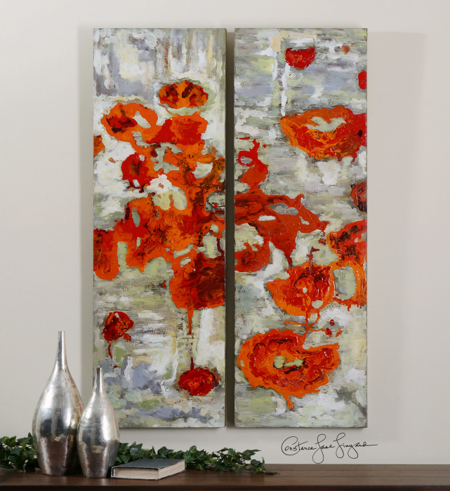 C111-31201 By Uttermost Scarlet Poppies Floral Art S/2