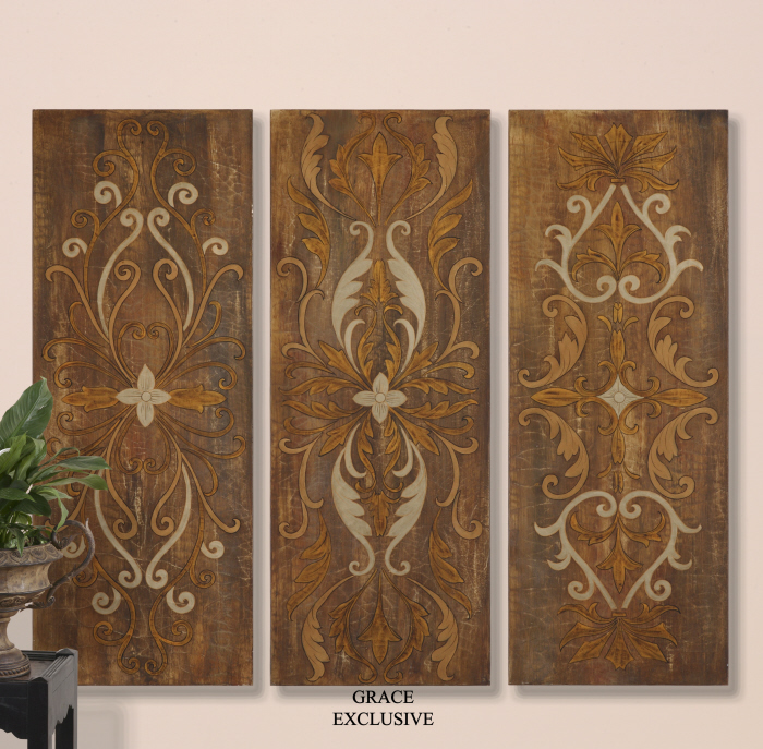C111-32169 By Uttermost Elegant Swirl Panels Set/3