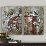 C111-34226 By Uttermost Birds In A Cage Canvas Art Set/2