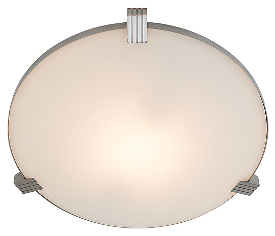 C199-50069-BS-WHT By Access Lighting-Luna Collection Brushed Steel Finish Flush Mount