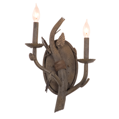 C118-3033SC By Kalco Lighting-Ponderosa Collection Sycamore Finish 2-Lt.Wall Bracket