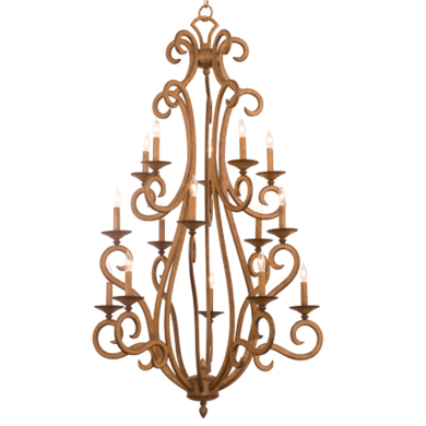 C118-3164BG By Kalco Lighting-Santa Barbara Collection Antique Copper Finish 15-Lt. Foyer Chandelier