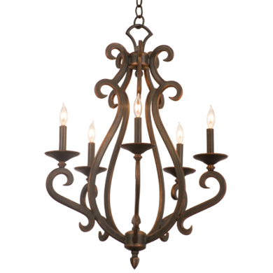 C118-3166AC By Kalco Lighting-Santa Barbara Collection Antique Copper Finish 5-Lt. Chandelier