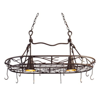 C118-3485BA By Kalco Lighting-Vine Collection Bark Finish 2-Lt. Pot Rack