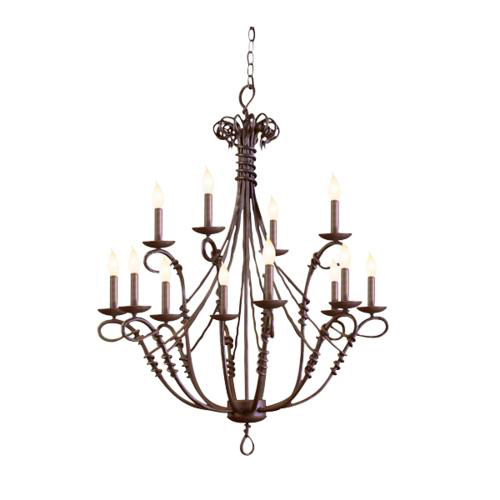 C118-3493BA By Kalco Lighting-Vine Collection Bark Finish 12-Lt. Chandelier