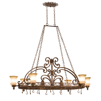 C118-4450BG By Kalco Lighting-Hamilton Collection Bellagio Finish (6) 100-Watt Medium Base & (2) 50-Watt R20 Medium Base