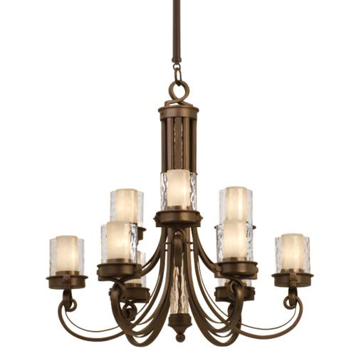 C118-5764SZ By Kalco Lighting-Newport Collection Satin Bronze Finish 9-Lt. Chandelier