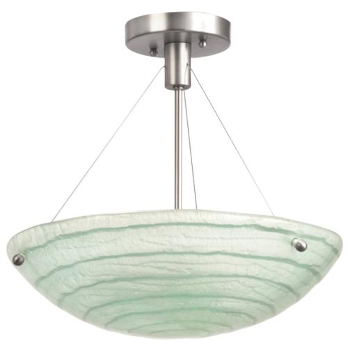 C118-5990SN By Kalco Lighting-Aqueous Collection Satin Nickel Finish 3-Lt. Semi-Flush