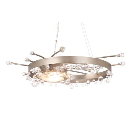 C118-6140SL/LENS By Kalco Lighting-Galaxy Collection Stainless Steel Finish 1-Lt. Semi-Flush