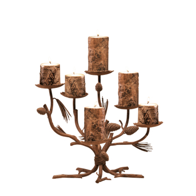 C118-CS15PD By Kalco Lighting-Ponderosa Collection Ponderosa Finish Tabletop Candle Holder