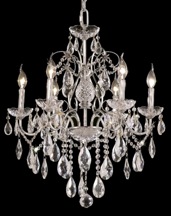 C121-2016D24C By Regency Lighting-St. Francis Collection Chrome Finish 6 Lights Chandelier