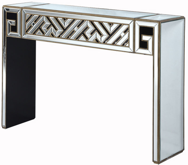 C121-MF-3001G By Elegant Lighting Modern Collection Table 51.75"x15.75"x35.5"H GD silver/clear mirror Finish