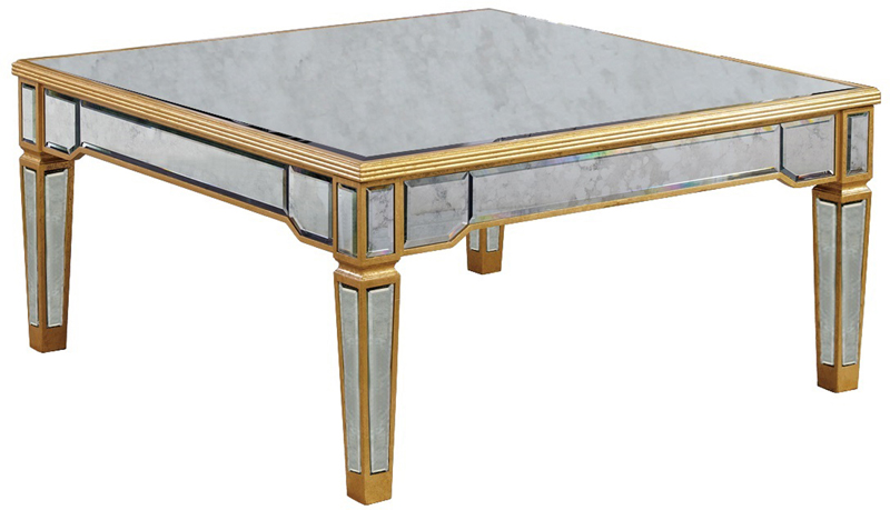 C121-MF1-2002GA By Elegant Lighting Florentine Collection Coffee Table 38"x38"x19"H GA gold/antique mirror Finish