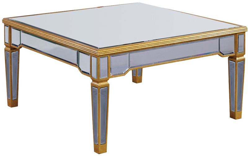 C121-MF1-2002GC By Elegant Lighting Florentine Collection Coffee Table 38"x38"x19"H GC Gold/Clear mirror Finish
