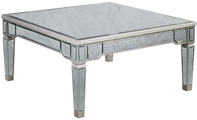 C121-MF1-2002SA By Elegant Lighting Florentine Collection Coffee Table 38"x38"x19"H SA silver/antique mirror Finish