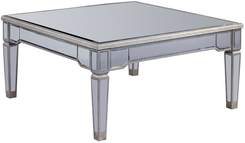 C121-MF1-2002SC By Elegant Lighting Florentine Collection Coffee Table 38"x38"x19"H SC silver/clear mirror Finish
