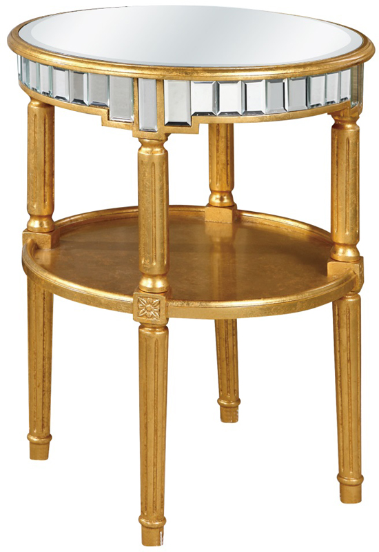 C121-MF1-4003GC By Elegant Lighting Florentine Collection Round Table 23"x23"x28.5"H GC gold/clear mirror Finish
