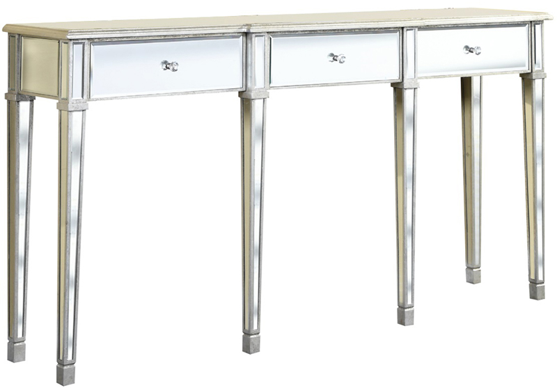 C121-MF1-4004SC By Elegant Lighting Florentine Collection 3 Drawer Table 70"x15"x37"H SC silver/clear mirror Finish