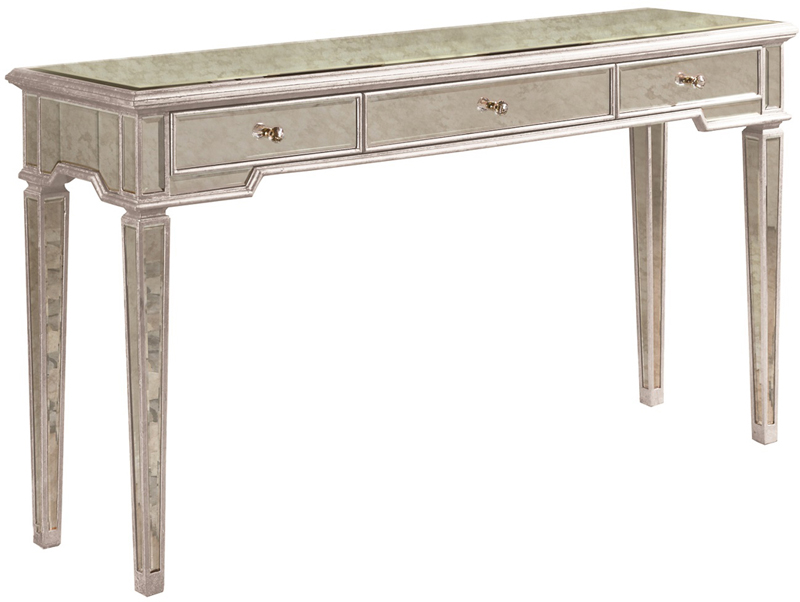 C121-MF1-5101SA By Elegant Lighting Florentine Collection 3 Drawers Console Table 60"x17"x34"SA Silver/Antique mirror Finish
