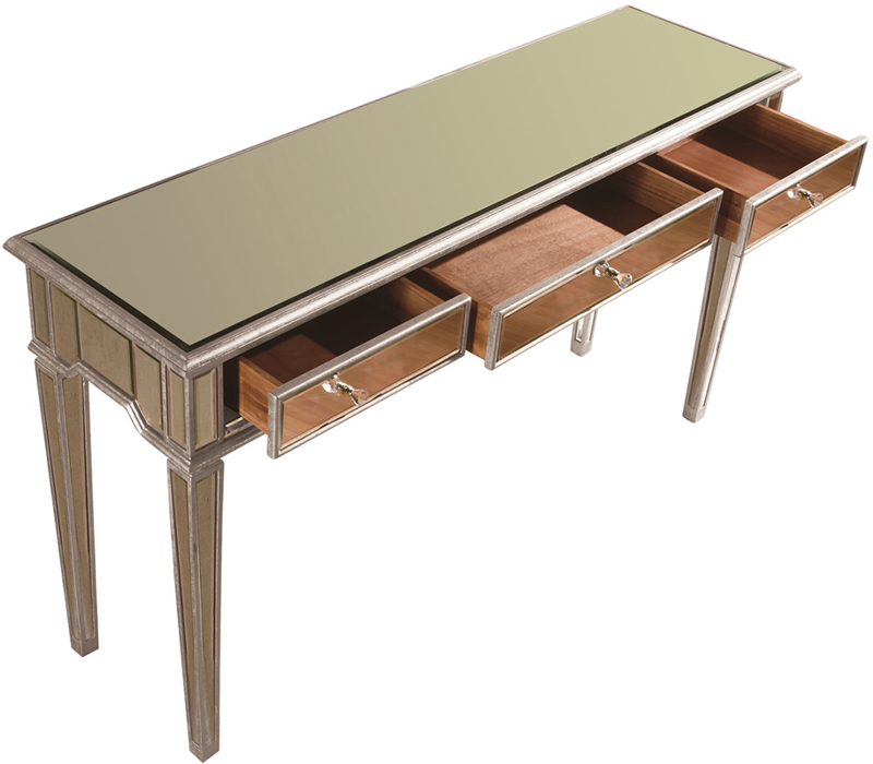 C121-MF1-5101SC By Elegant Lighting Florentine Collection 3 Drawers Console Table 60"x17"x34" SC sliver/clear mirror  Finish