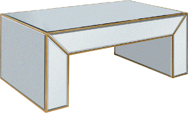 C121-MF2-2001GC By Elegant Lighting Manhattan Collection Coffee Table 50"x28"x20"H GC silver/clear mirror Finish