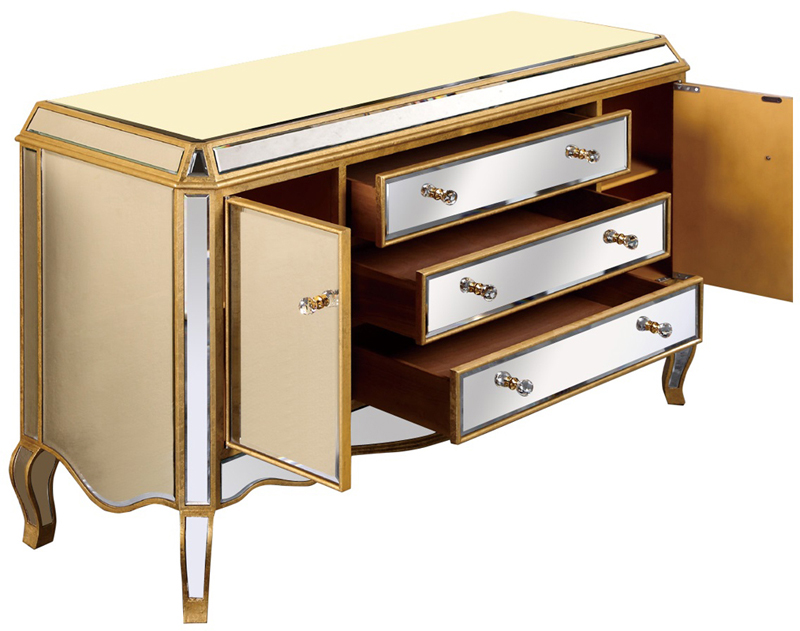 C121-MF3-1003GC By Elegant Lighting Camille Collection Buffet/Dresser 60"x20"x34"H GC silver/clear mirror Finish