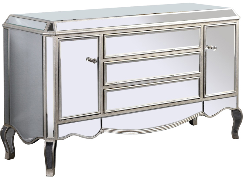 C121-MF3-1003SC By Elegant Lighting Camille Collection Buffet/Dresser 60"x20"x34"H SC silver/clear mirror Finish