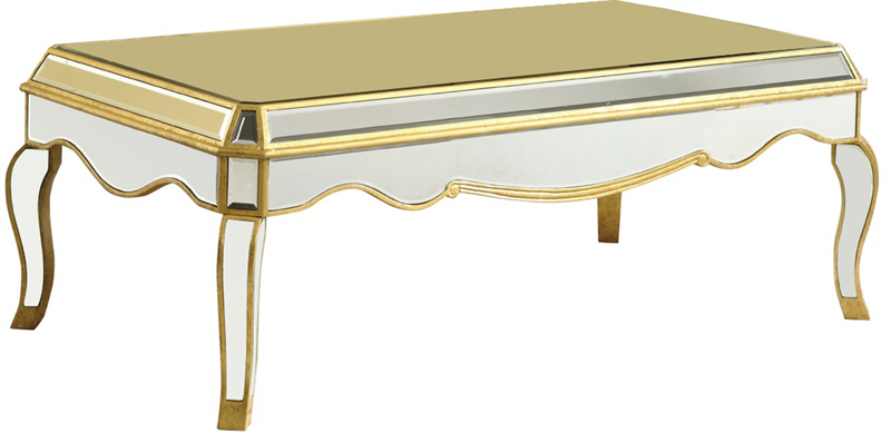 C121-MF3-2002GC By Elegant Lighting Camille Collection Coffee Table 52"x28"x19"H GC silver/clear mirror Finish