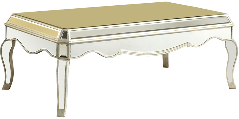 C121-MF3-2002SC By Elegant Lighting Camille Collection Coffee Table 52"x28"x19"H SC silver/clear mirror Finish