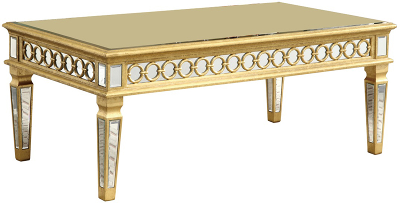 C121-MF4-2002GC By Elegant Lighting Audrey Collection Coffee Table 52"x28"x20"H GC silver/clear mirror Finish