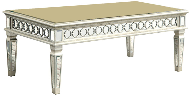 C121-MF4-2002SC By Elegant Lighting Audrey Collection Coffee Table 52"x28"x20"H SC silver/clear mirror Finish