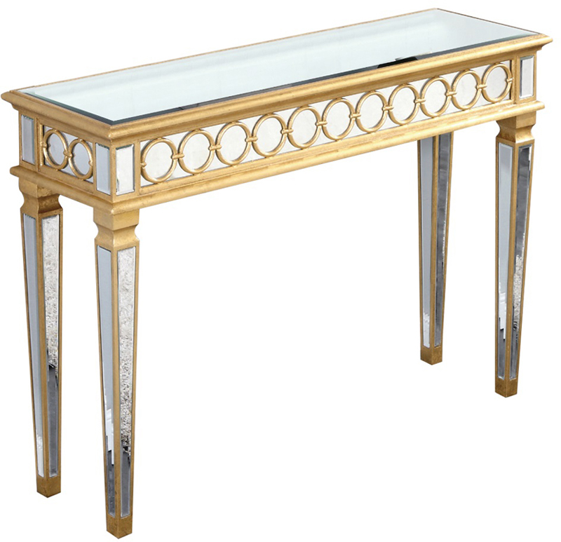 C121-MF4-4001GC By Elegant Lighting Audrey Collection Console Table 48"x14"x30"H GC gold/clear mirror Finish
