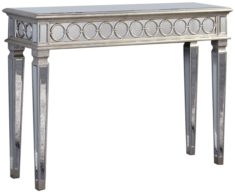C121-MF4-4001SC By Elegant Lighting Audrey Collection Console Table 48"x14"x30"H SC silver/clear mirror Finish