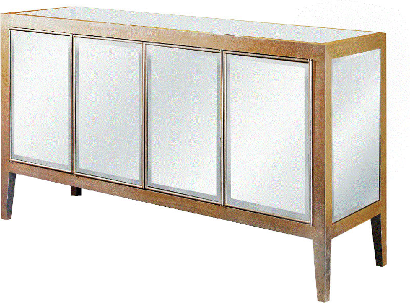 C121-MF5-1001SC By Elegant Lighting Mirage Collection 4 Door Buffet 60"x18"x34"H SC silver/clear mirror Finish