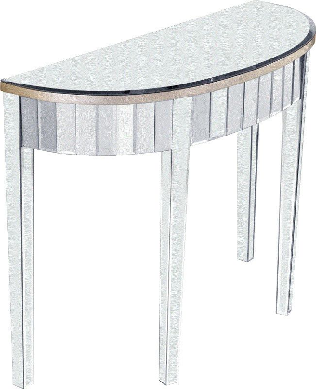 C121-MF5-4001SC By Elegant Lighting Mirage Collection Curve Front Table 42"x16"x30"H SC silver/clear mirror Finish