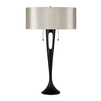 C123-RS-281 By Lights Up-Soiree Collection Pebble Silk Glow with Antique Bronze Base Finish 2 Lt Table Lamp