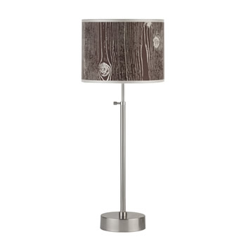 C123-RS-434-FBD By Lights Up-Cancan Collection Faux Bois Dark with Brushed Nickel Base Finish Table Lamp